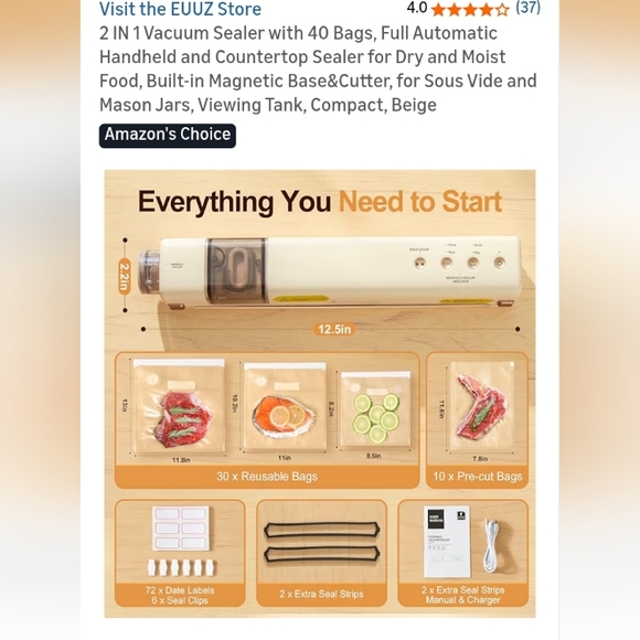 Vacuum Sealer with Bags - Picture 3 of 12